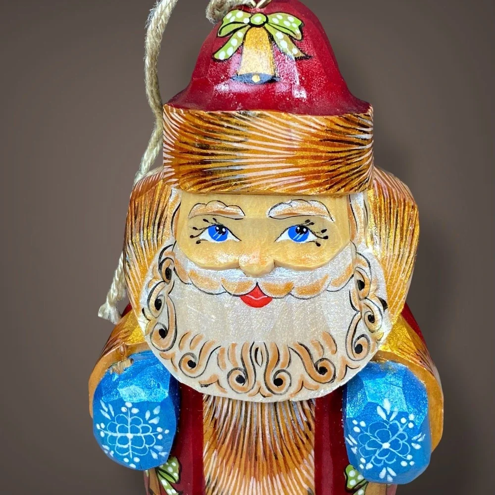 G. DeBrekht Russian Santa Father Frost Wood Figurine 4.5